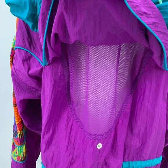 Vintage Reebok Jacket Womens M Medium Multi Retro Full Zip Hoodie Oversized - Picture 7 of 11